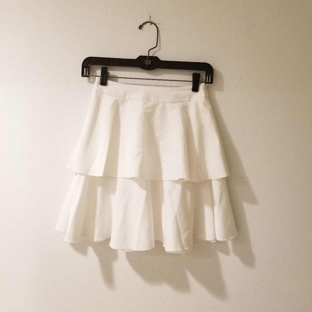 Aqua white tiered mini skirt